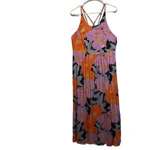 Loft Maxi Spaghetti Strap Multicolored Dress Women’s Size 8 Floral Design PGC